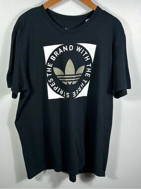 Adidas Originals Men's Black Short Sleeve 3-Stripes T-Shirt Trefoil Logo Size XL